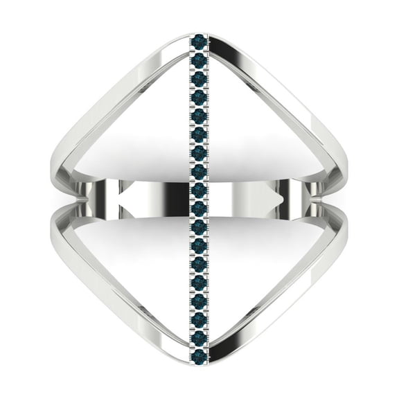 Statement Engagement Ring for Women - 0.09ct Natural London Blue Topaz in 18K White Gold Promise Ring