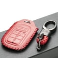 thumbnail image 4 of Vitodeco Genuine Leather Smart Key Keyless Remote Entry Fob Case Cover with Key Chain for Honda Civic, Fit, Accord, Pilot, CR-V (5 Buttons, Red), 4 of 5