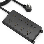 TROND Surge Protector Power Bar With 3 USB Ports, 7 Widely-Spaced Outlets, Flat Plug Power Strip, ETL Listed, 1700
