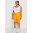 thumbnail image 3 of Womens Plus Size Hyperstretch High Waisted Bermuda Shorts with Faux Button, 3 of 5