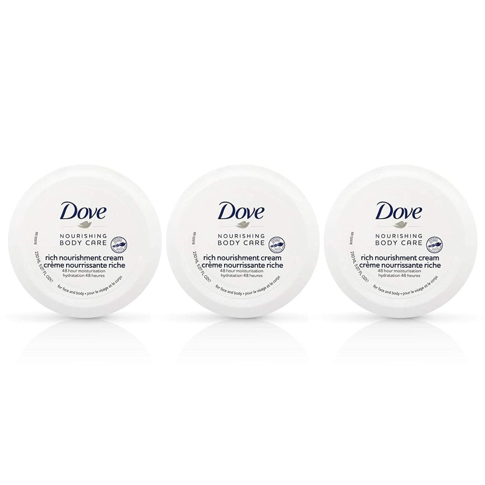 Dove Nourishing Body Care Face, Hand and Body Rich Nourishment Cream for Extra Dry Skin with 48 Hour Moisturization, 5.07 FL OZ (Pack of 3)