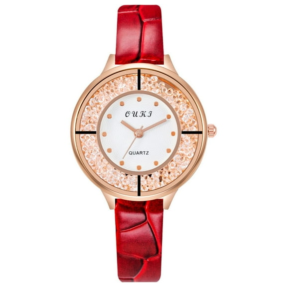 Latrodar Fashion Women Crystal Golden Leather Analog Quartz Wrist Watch Red up to 30% Off