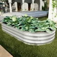 thumbnail image 3 of Gzxs 6×3×1ft Galvanized Raised Garden Bed, Oval Metal Planter Box for Growing Outdoor Plants Vegetables/Flowers/Herbs (Silver), 3 of 9