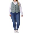 thumbnail image 2 of Agnes Orinda Plus Size Vest for Women Two Piece Plaid Sleeveless Button Vests with Pockets 3X Brown/Blue Green, 2 of 6