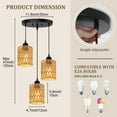 thumbnail image 4 of DONGPAI Rattan Farmhouse Pendant Lights for Kitchen Island, Boho Hand-Woven Lamp Shade Kitchen Hanging Lights Ceiling Light Fixture for Kitchen, Dining Room, Foyer & Entryway, 4 of 9