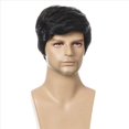 thumbnail image 4 of 5X Peluca de Moda Peluca SintéTica Recta Corta Negra Masculina para Hombres Pelucas de PeluquíN Negro Natural Realista para Hombres, 4 of 5