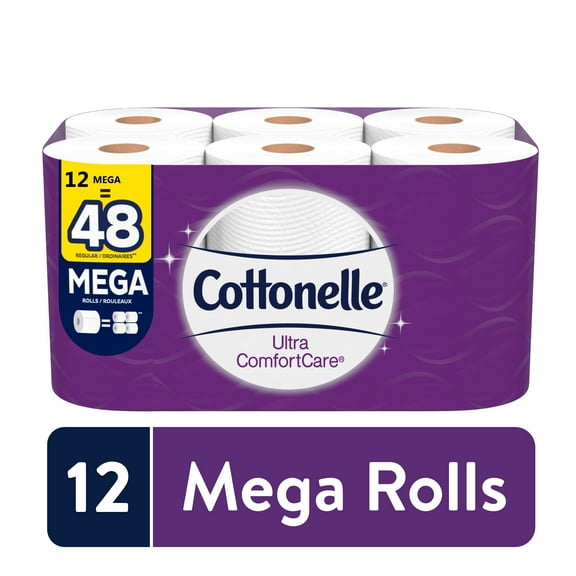 Cottonelle Ultra ComfortCare Toilet Paper, 12 Mega Rolls, 284 Sheets per Roll (3,408 Total)