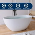 thumbnail image 5 of MEDUNJESS 51" Freestanding Solid Surface Resin Stone Bathtubs, Premium Modern Design Stand Alone Tub Soaking Tubs with Overflow and Pop up Drain, Matte White, 5 of 11