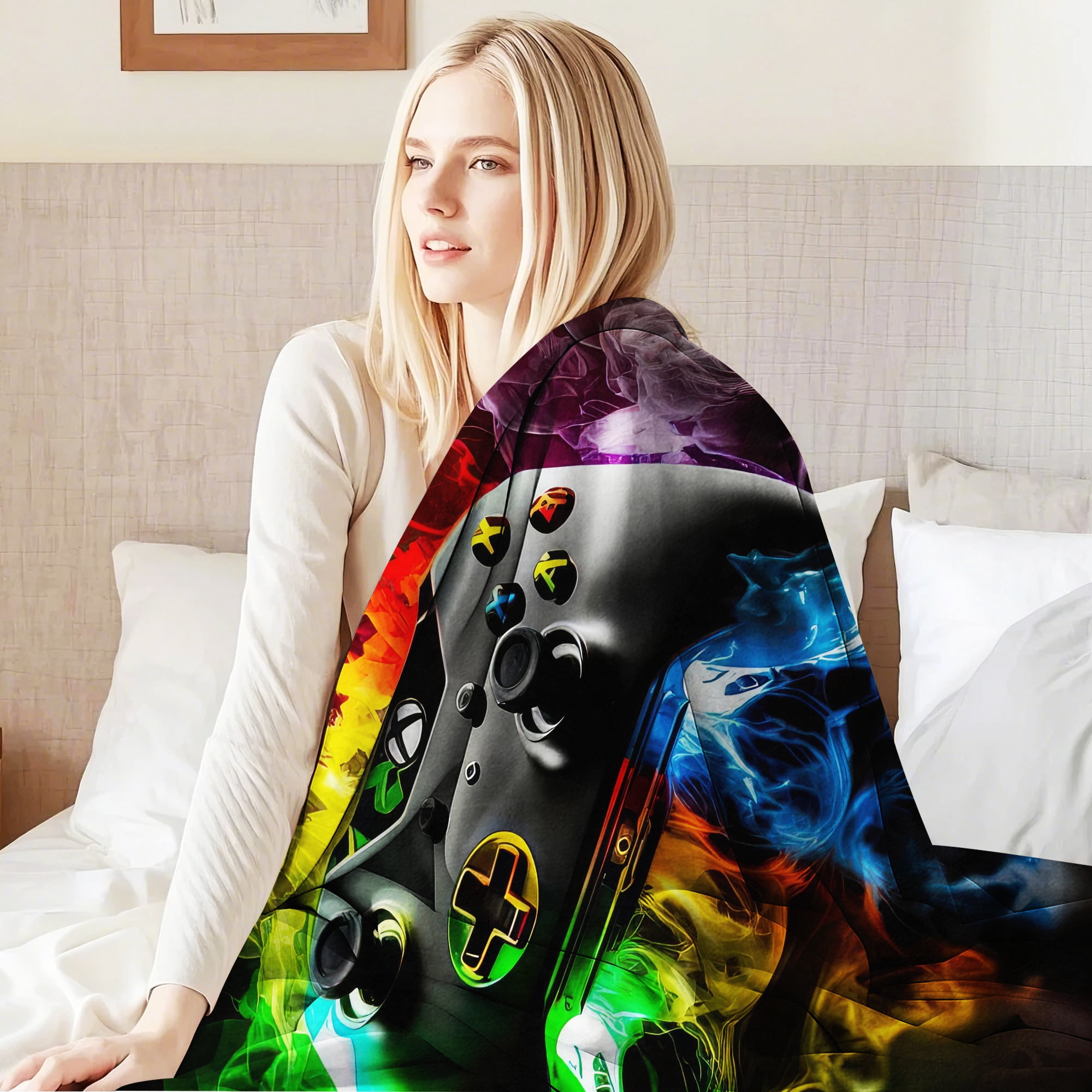 Flannel Fleece Gaming Throw Blanket Bed Blanket, Lightweight Cozy Plush Blanket for Sofa Couch,50"X60"