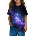 thumbnail image 2 of Frwgonr Girls Everyday T-Shirts Soft Space Tees Kids Boys Casual Tshirts Clothes Summer Tops Purple, Size 3-14 Years, 2 of 6