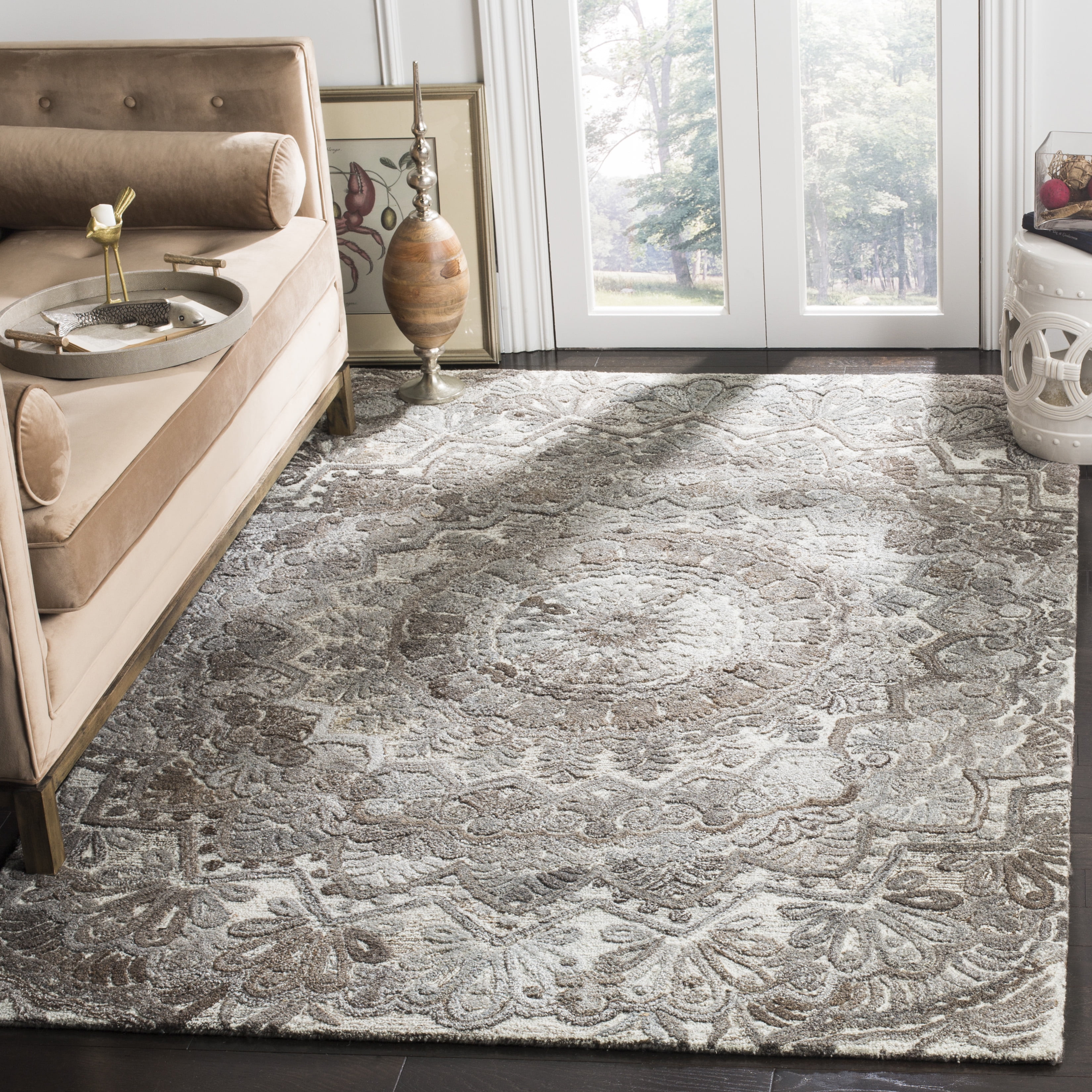 SAFAVIEH Marquee Georgiana Floral Area Rug, Grey/Ivory, 9' x 12'