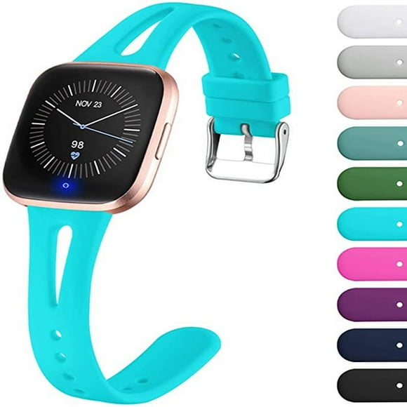 Waterproof watch band smart watch wristband silicone replacement for Fitbit Versa2/versa Lite/versa teal color Large,Teal