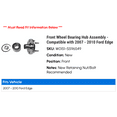 thumbnail image 2 of Front Wheel Bearing Hub Assembly - Compatible with 2007 - 2010 Ford Edge 2008 2009, 2 of 2