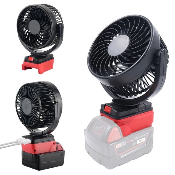 5" Portable Cordless Camping Fan for Milwaukee 18V Battery with 2 USB Charging Port