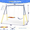 thumbnail image 6 of iRerts Swing Sets for Backyard, 2 Seat Outdoor Swing Set with Saucer Swing and Belt Swing Seats, Heavy-Duty A-Frame Metal Stand for Kids, 330 lbs Weight Capacity, Blue, 6 of 7