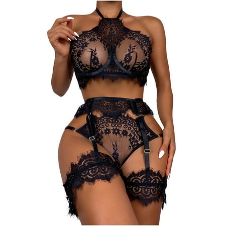

Women s Exquisite Mesh Lingerie Set Babydoll Cut-Out Sleepwear