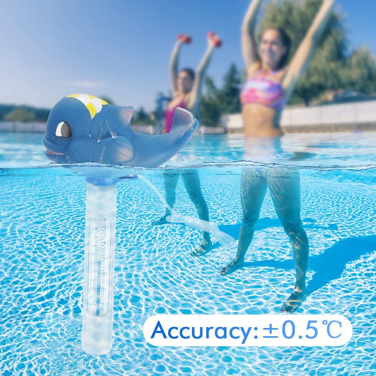 Floating Pool Thermometer Bath Water Jacuzzis & Aquariums Swimming Pool Thermometer with Rope Cartoon Style Water Thermometer for Outdoor/Indoor Swimming Pools Spas Hot Tubs
