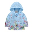 thumbnail image 4 of Nugftut Girls Jacket Hooded Print Lightweight Windproof Zip-Up Coat for Kids Size 8-9, 4 of 8