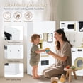 thumbnail image 4 of LINLUX Wood Kids Kitchen Playset, Pretend Play Toy Kitchen for Toddlers, w/Color Board & Fridge, White, 4 of 9