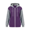 thumbnail image 5 of Women's Plus Size Zip Up Hoodie Color Block Long Sleeve Sweatshirt Jacket with Pockets for Fall Winter Outwear, 5 of 7