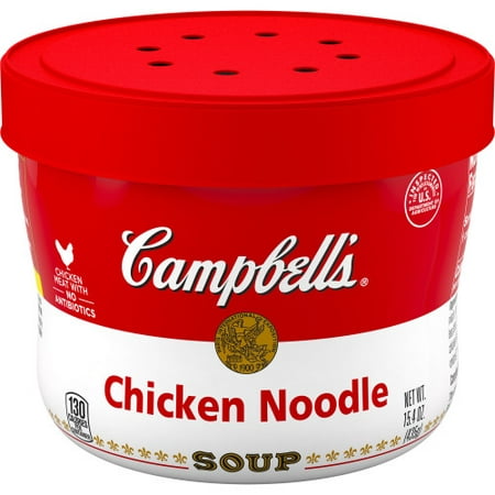 (4 pack) Campbell's Chicken Noodle Soup Microwavable Bowl, 15.4 oz