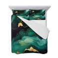 thumbnail image 7 of Teal Marble Full Size Down Alternative Comforter, Lightweight Comforter Quilt Bedding Set with Pillow Shams Modern Green Golden Abstract Ombre Texture All Seasons Bed Comforter Duvet Insert 78"x90", 7 of 7