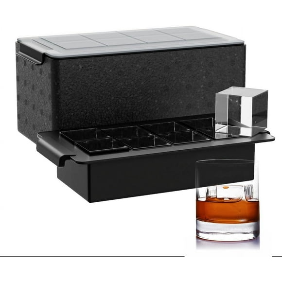 Cubetera para hielo claro cubos grandes de 2 pulgadas silicona cuadrada para whisky bourbon old fashioned