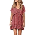 thumbnail image 2 of Fridja Womens‘s Dress Dot Printing Drees Knee-Length Short Sleeve Draped Dress, 2 of 9
