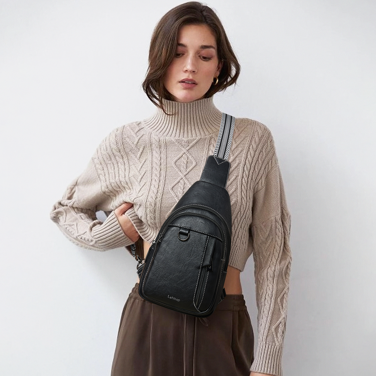 7L Sling Bag for Women & Men, Leather Anti-Theft Crossbody Backpack, Small Daypack Fanny Pack for Travel, Hiking, and Work