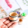 thumbnail image 2 of KALLORY 2Pcs Miniature Rustic Wooden Barrels Miniature Wood Bucket with Handle Kids Pretend Play Toys, 2 of 8