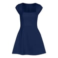 thumbnail image 4 of Women's Square Neck Cap Sleeve Fully Lined Mini Dress Zipper A Line Party Club Dresses, Mother of The Bride Dresses, Formal Wedding Guest Dress(Blue,S), 4 of 5
