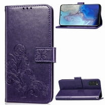 Galaxy S20 Wallet Case, Allytech PU Leather Clover Embossed Kickstand Folio Flip Slim Fit Wrist Strap Cards Holder Full Protection Wallet Case Cover for Samsung Galaxy S20 6.2" 2020, Purple