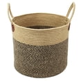 thumbnail image 1 of Cesta grande de yute tejida con asas, cesta de yute natural para ropa, manta para decoración del hogar, 14 x 14 x 12 pulgadas, paquete de 1, negro y yute, 1 of 9