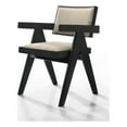 thumbnail image 3 of Jasper 21" Set of 2 Ebony Black Wood Dining Arm Chairs Beige Upholstered Seat, 3 of 7