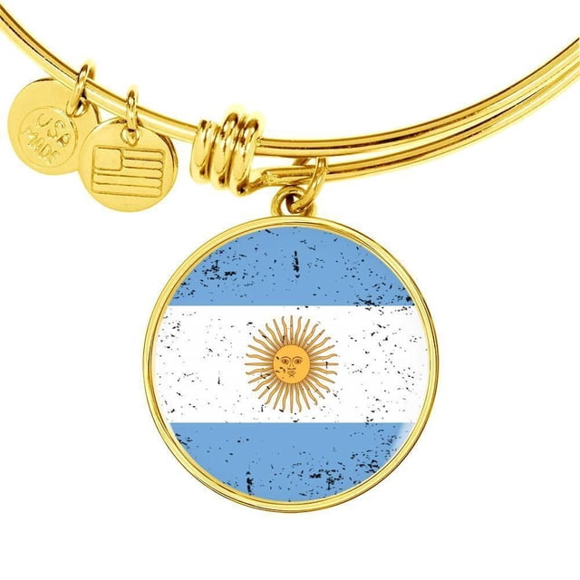 Argentina Flag Bracelet Circle Bangle Stainless Steel or 18k Gold