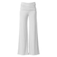 thumbnail image 4 of FAOWME Women's Yoga Pants High Waist Solid Color Wide Leg Loose Fit Comfortable Trousers For Casual Daily Wear,White,L, 4 of 5