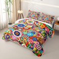 thumbnail image 3 of jejeloiu Vibrant Floral Quilt King For Men Women,Multicolor Pattern King Coverlet Set,Rainbow,3 Pieces, 3 of 7