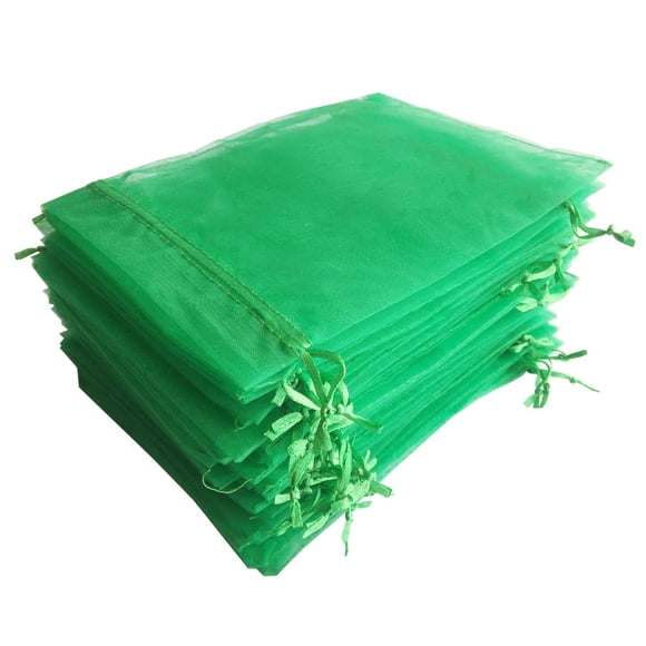 100 Pieces 5X7 Inches Gift Wrap Bags Green Organza Sheer Fabric Drawstring Classy Present Bags For Baby Shower Favor Candy Christmas Favour Sample Packing Decorative Handmade Soap Merchandise Makeup