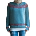 thumbnail image 3 of Suéter azteca para mujer, suéter de cuello redondo, Jersey bohemio a rayas de manga larga de gran tamaño, Jersey de punto con estampado Vintage azteca, Top, 3 of 5