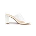 thumbnail image 3 of BLISSFUL STEP Mules à Talon Bloc Haut à Bout Pointu Transparent pour Femmes, Sandales à Enfiler Blanches 8,5, 3 of 8