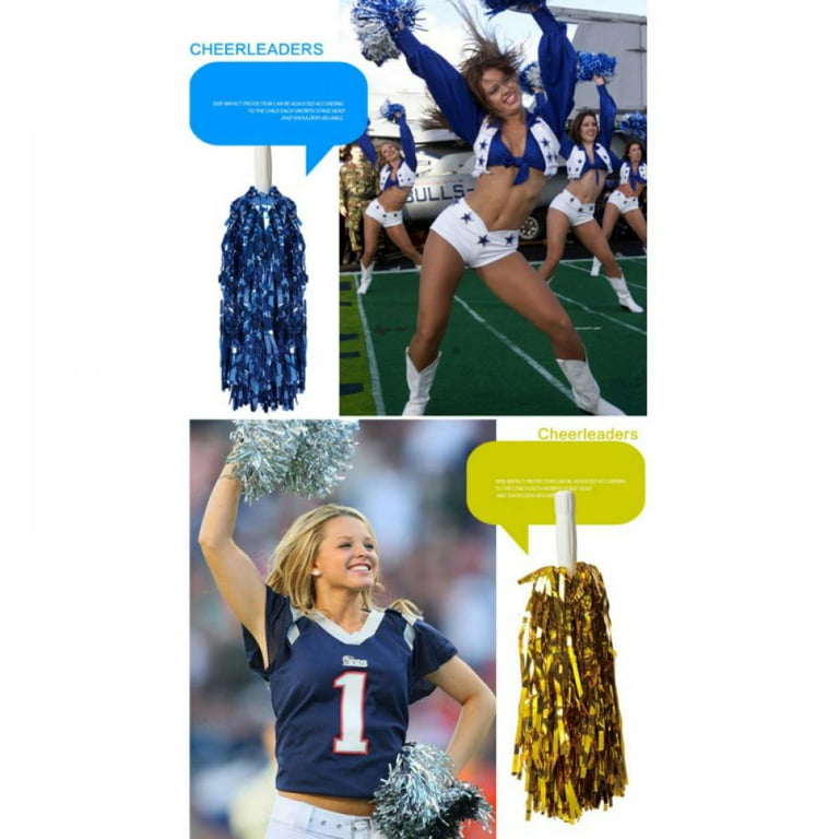 Cheerleading Pom Poms, 2pcs Blue Metallic Foil Pompoms