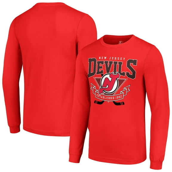 Men's Starter Red New Jersey Devils Team Logo Graphic Long Sleeve T-Shirt
