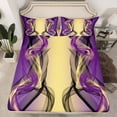 thumbnail image 3 of Feelyou Adult Abstract Ombre Twin Sheet Sets, Yellow Purple Gradient Stripes Twin Fitted Sheet, Boho Modern Art Flat Sheet, Microfiber Bedroom Decor, 3-Piece, 3 of 8