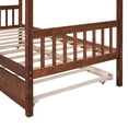 thumbnail image 6 of Twin House Bed with Trundle, Wooden Daybed Frame with Roof and Fence-Shaped Guardrail, Twin Size Platform Trundle Bed for Toddler, Kids, Teen, Can Be Decorated, No Box Spring Needed, Walnut, 6 of 8