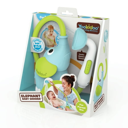 Yookidoo Elephant Baby Shower - Blue Elephant Water Pump and Trunk Spout Rinser - for Newborn Babies in Tub Or Sink