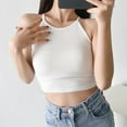 thumbnail image 2 of Besolor Camisole pour Femmes Côtelée Extensible Crop Top Bretelles Spaghetti Basique Été, 2 of 5