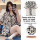 thumbnail image 1 of Ropa de dormir de verano para mujer, conjunto de ropa para el hogar con estampado de dibujos animados de manga corta y almohadilla en el pecho integrada, cárdigan, pantalones cortos integrados, 1 of 5