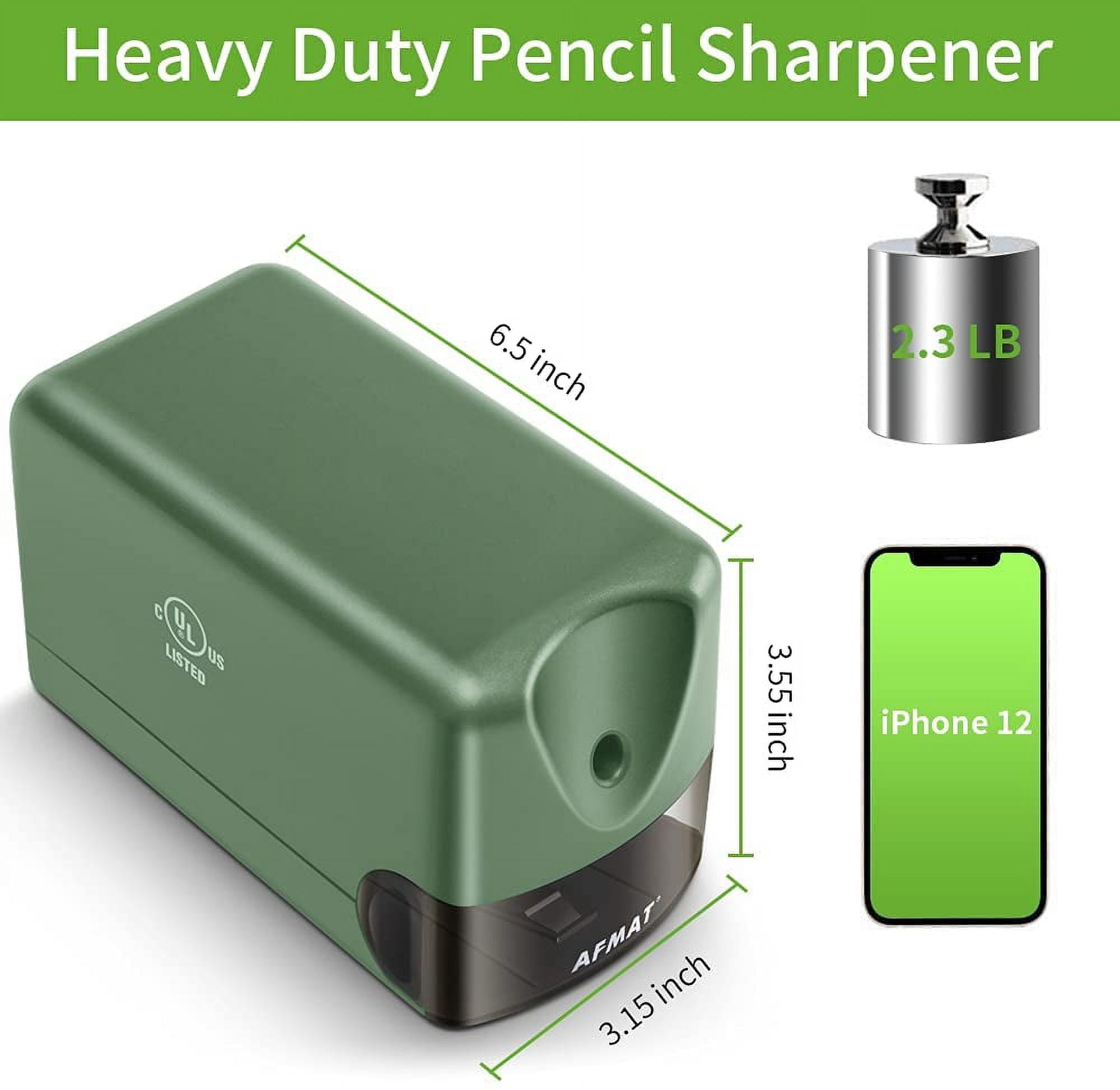 AFMAT Heavy Duty Electric Pencil Sharpener, UL Listed Plug-in Pencil Sharpener for 6.5-8mm No.2/Colored, with Upgraded Helical Blade Sharpen 10000 Times,New,4.06"H