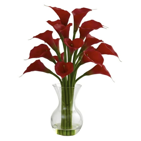 Nearly Natural Calla Lily - Nearly Natural Galla Calla Lily with Vase Arrangement, Red