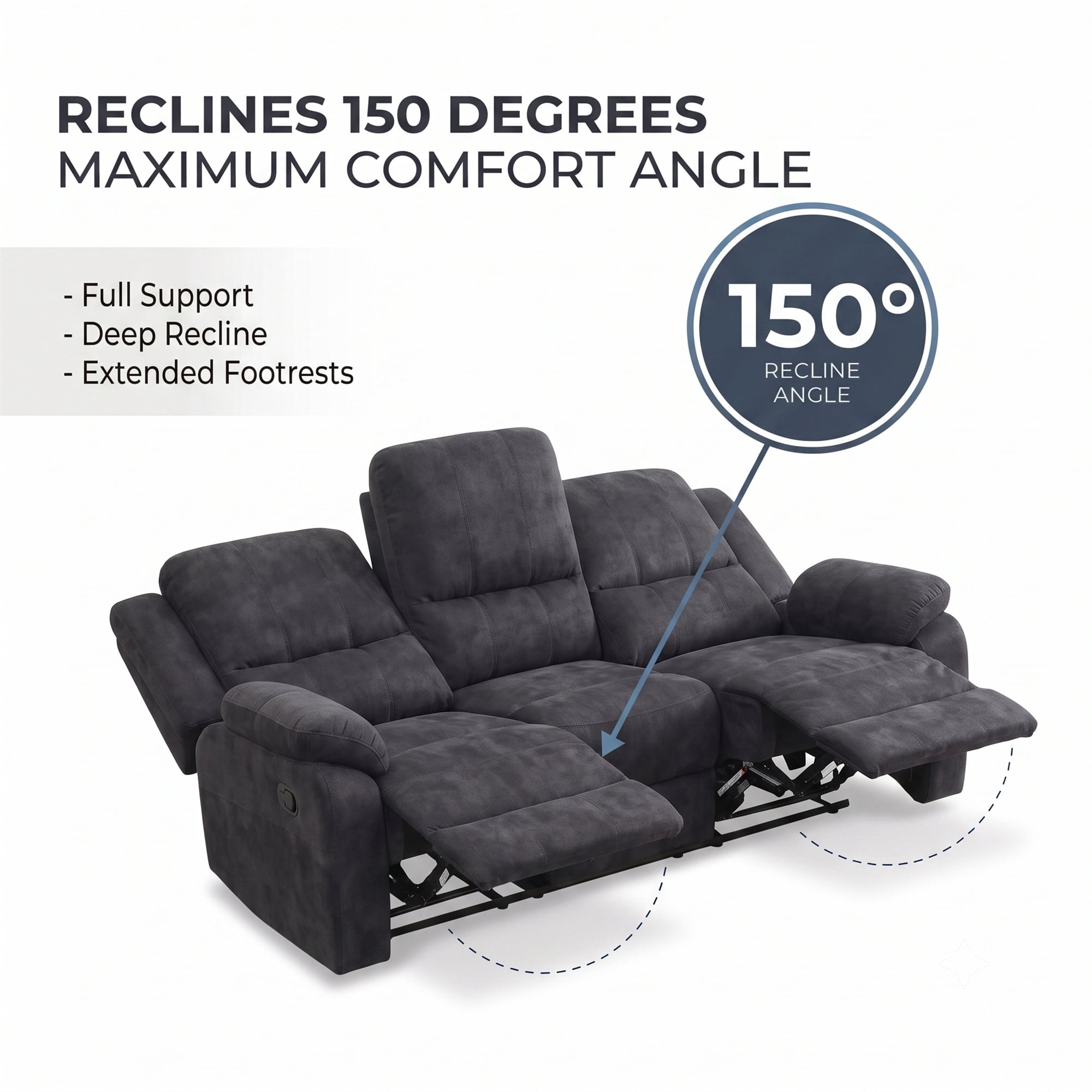 2-Piece Reclining Living Room Set - Sofa & Loveseat, Gray